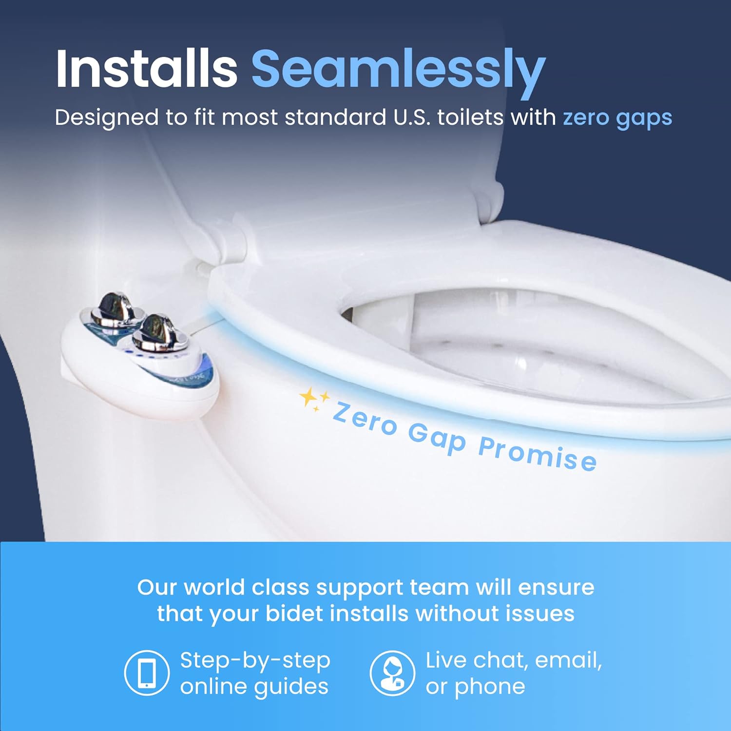 LUXE Bidet NEO 185 – Non-Electric Dual Nozzle Bidet Attachment for Toilet, Self-Cleaning, Adjustable Water Pressure with Rear & Feminine Wash (White) - PuriLite
