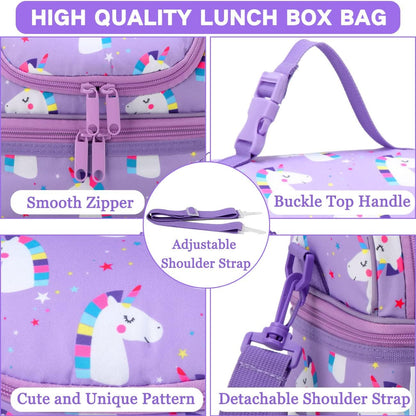 VASCHY Lunch Box Bag Men, Insulated Two Compartments Bento Cooler Bags for Adults/Women/Kids for School,Daycare,Kindergarten,Picnic Black