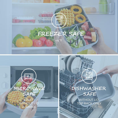 MISS BIG® Bento Box,Lunch Box Adult,Ideal Leak Proof Lunch Containers,Mom's Choice Lunch Box for Kids,No BPAs and No Chemical Dyes,Microwave and Dishwasher Safe Lunch Container (1900ml White)