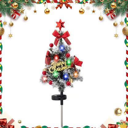 Upliftjoys Solar Christmas Trees Lights Outdoor Decoration Waterproof, Small Solar Power Xmas Tree Pathway Lights, Solared Christmas Stake Lights Yard Decor for Path Lawn Patio (B-1pc)