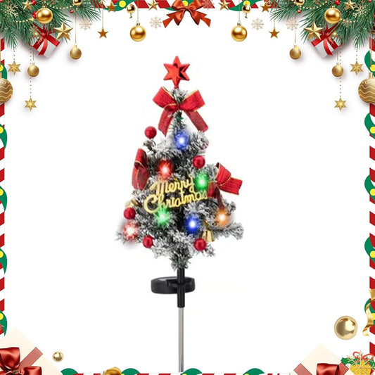 Upliftjoys Solar Christmas Trees Lights Outdoor Decoration Waterproof, Small Solar Power Xmas Tree Pathway Lights, Solared Christmas Stake Lights Yard Decor for Path Lawn Patio (B-1pc)