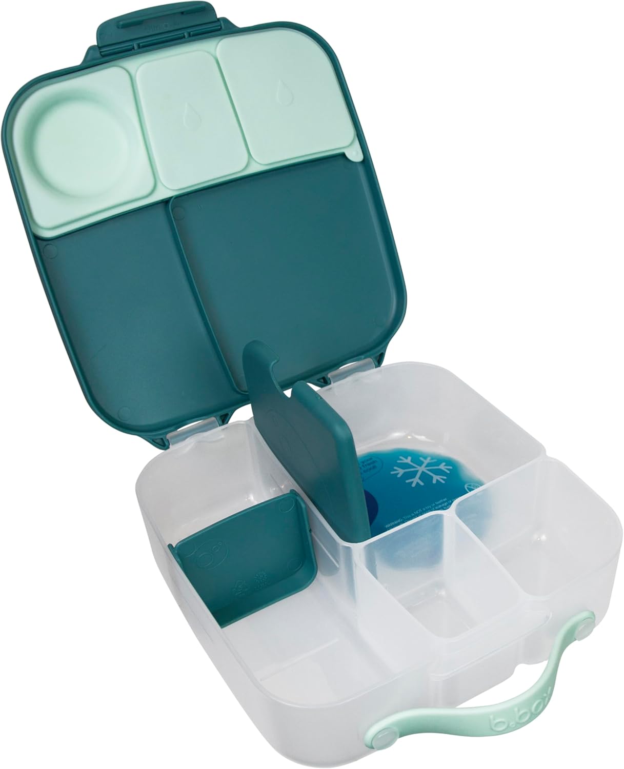 b.box 5-Compartment bento Style Lunch Box for Kids, Toddlers, Childrens, BPA-Free Food Storage Container with Cooler Pack, ON-The-GO Food Box with Handles Included Custom Divider, Lemon Twist