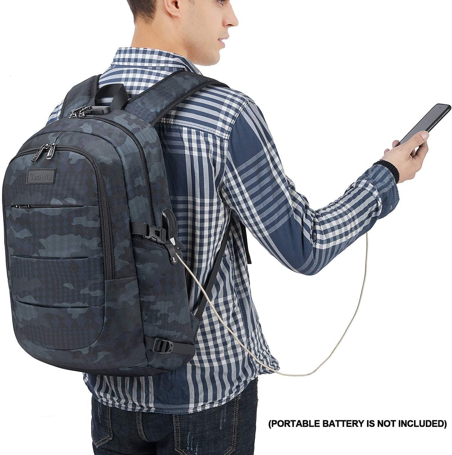 Tzowla Laptop Travel Slim School Backpack Water Resistant Anti-Theft Bag with USB Charging Port and Lock 15.6 Inch Computer Business Backpacks for Men Women College Student Gift,Bookbag Casual Daypack