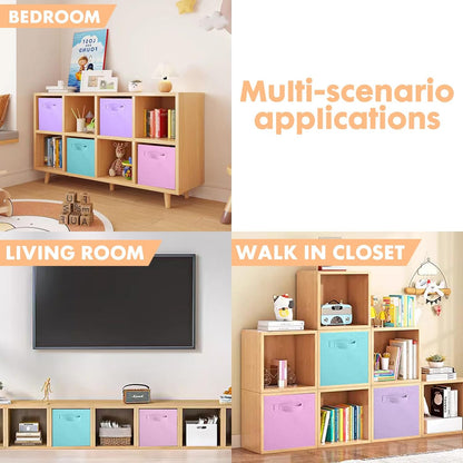ShellKingdom Storage Bins, Foldable Fabric Storage Cubes And Cloth Organizer Drawer For Closet And Toys, 6 Pack (Lavender+Light Blue+Pink)