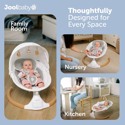 Jool Baby Nova Nature Baby Swing for Infants – Bluetooth Music, Remote Nature-Inspired Design Complements Your Space - Keep Baby Happy While Getting Things Done – Side-to-Side Gentle Motion