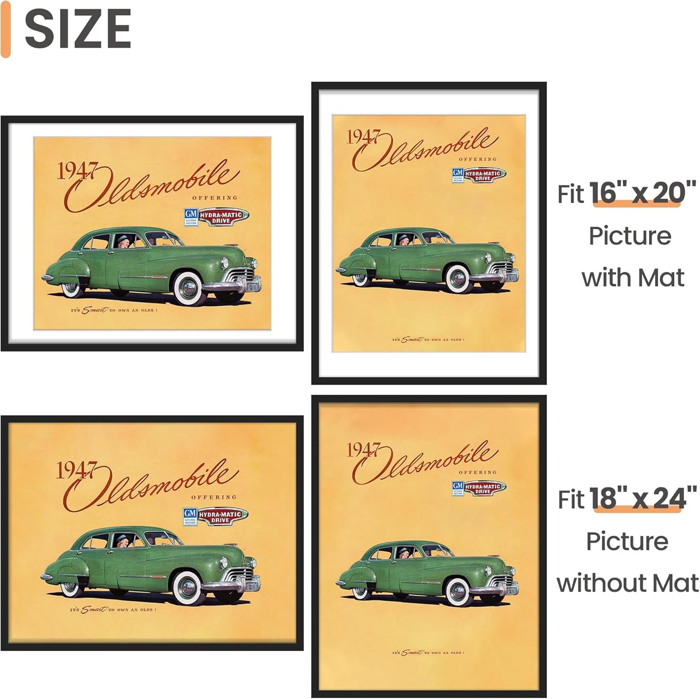 upsimples 11x14 Picture Frame, Display Pictures 8x10 with Mat or 11x14 Without Mat, Wall Hanging Photo Frames, Black