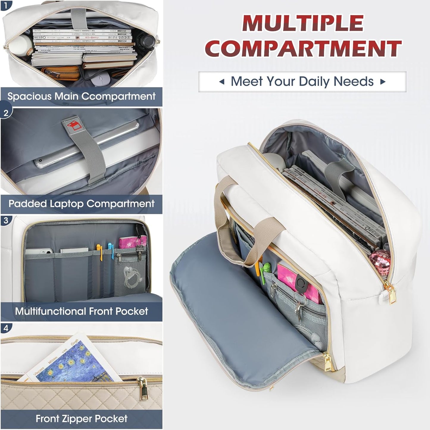 Laptop Bag 17 Inch Laptop Briefcase for Women Waterproof Computer Messenger Bag Professional Laptop Case for Business Work - PuriLite