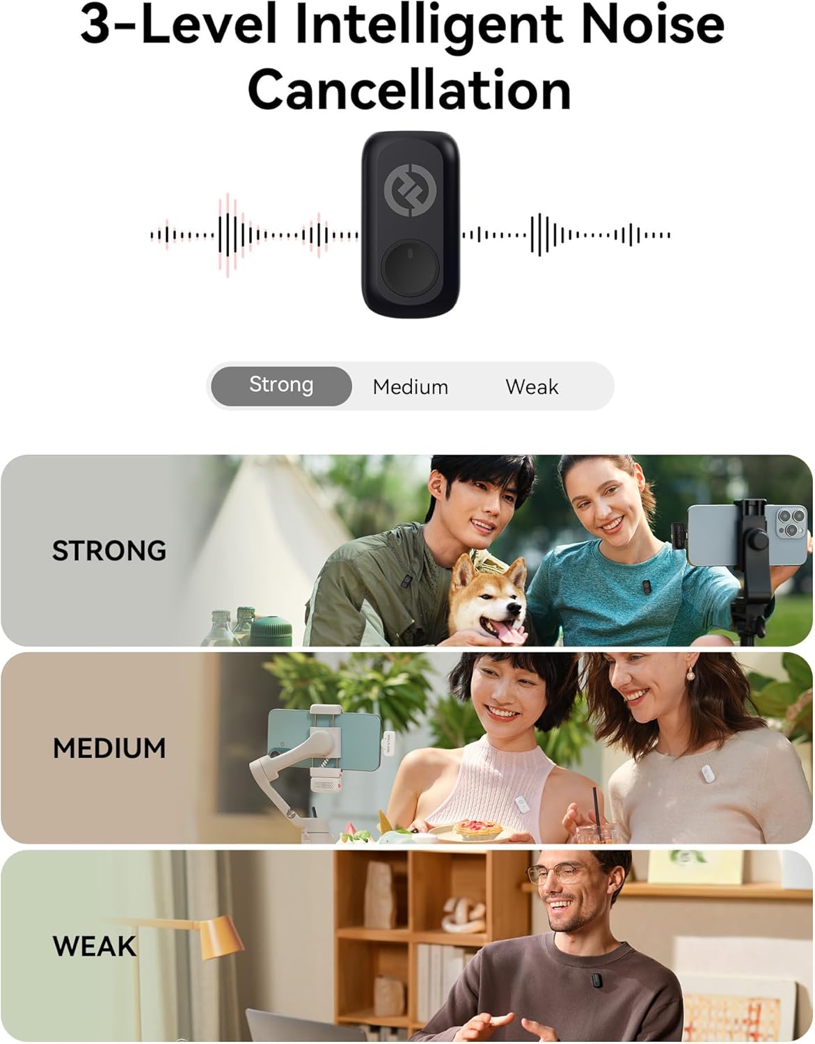 Hollyland Lark A1 Duo - Wireless Microphone USB C for iPhone 16/15 & Android (2TX + USB-C RX + Charging Case), Magnetic Mic for YouTube, TikTok, Podcast, Interviews (Black)