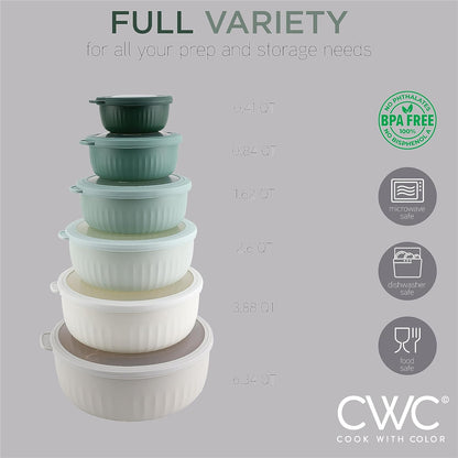 COOK WITH COLOR Prep Bowls with Lids- 8 Piece Nesting Plastic Small Mixing Bowl Set with Lids (Teal Ombre)