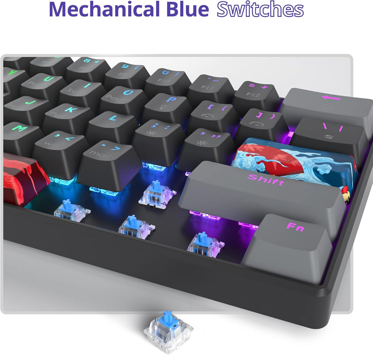 Owpkeenthy Full Size Green Mechanical Gaming Keyboard with Number Pad, Wired 100% Office NKRO Keyboard RGB Backlit 104 Keys with Red Switch for PC Gamer (104 Matcha)