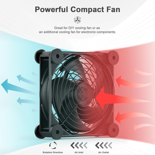 upHere High Airflow 120mm X 25mm Computer Fan with 12V DC Power Supply, 5 Level Speed Controller, for PC,PS5, Mining Machine Chassis Server Workstation Cooling - PuriLite