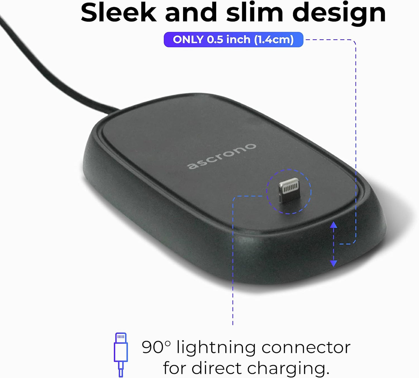 Ascrono - Charging Station Compatible with Apple Magic Mouse 2 - White - Perfect Accessories | Usable As Charging Dock, Stand & Charger | Includes 5ft (1.5m) USB-A Cable | Lightning Connector