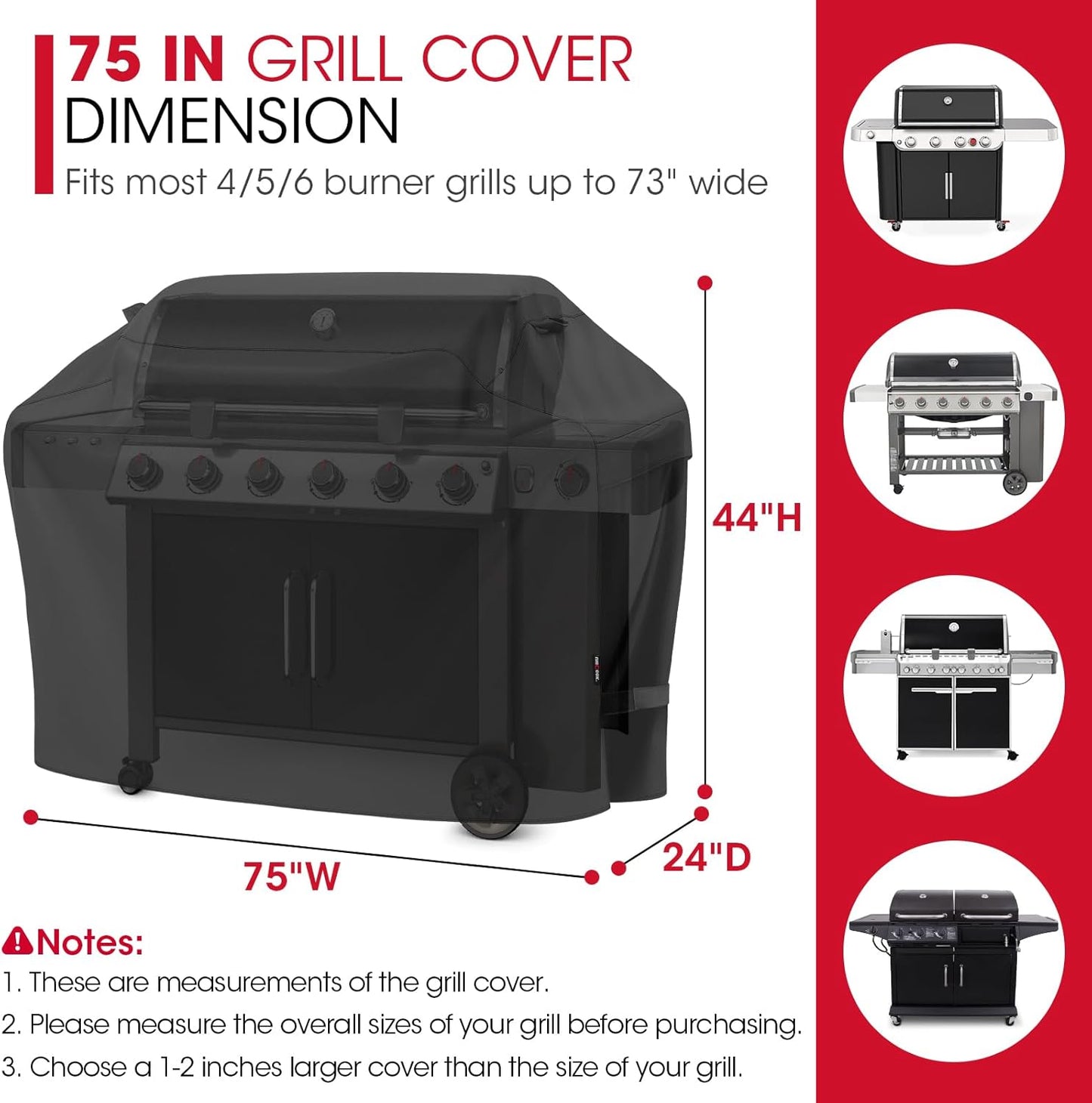 UNICOOK BBQ Cover 55 Inch, Heavy Duty Waterproof Housse BBQ, Special Fade and UV Resistant Outdoor Barbecue Grill Cover, Barbecue Accessories Compatible for Weber Char-Broil Brinkmann and More