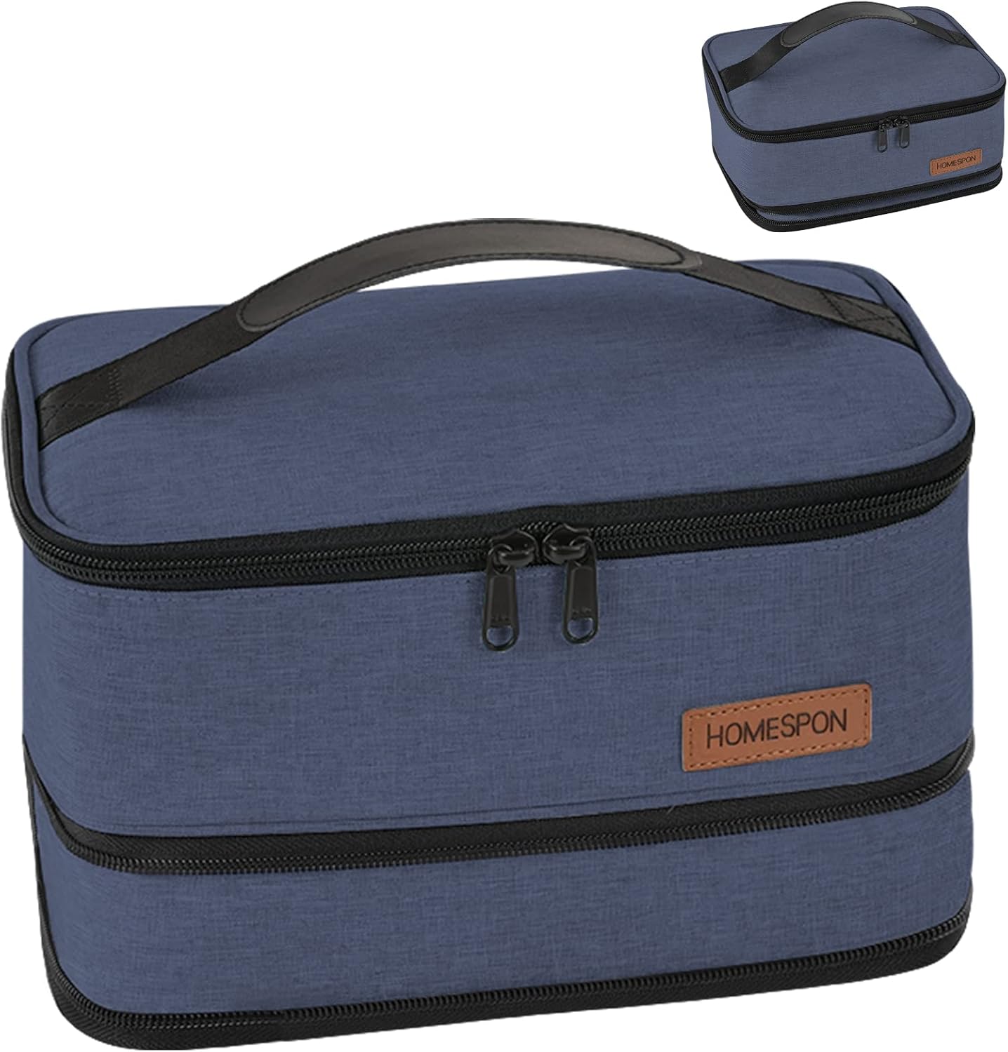 HOMESPON Expandable Lunch Bag for Men Women Insulated Lunch Box Holder with Handle for Picnics Work Travel (Blue)