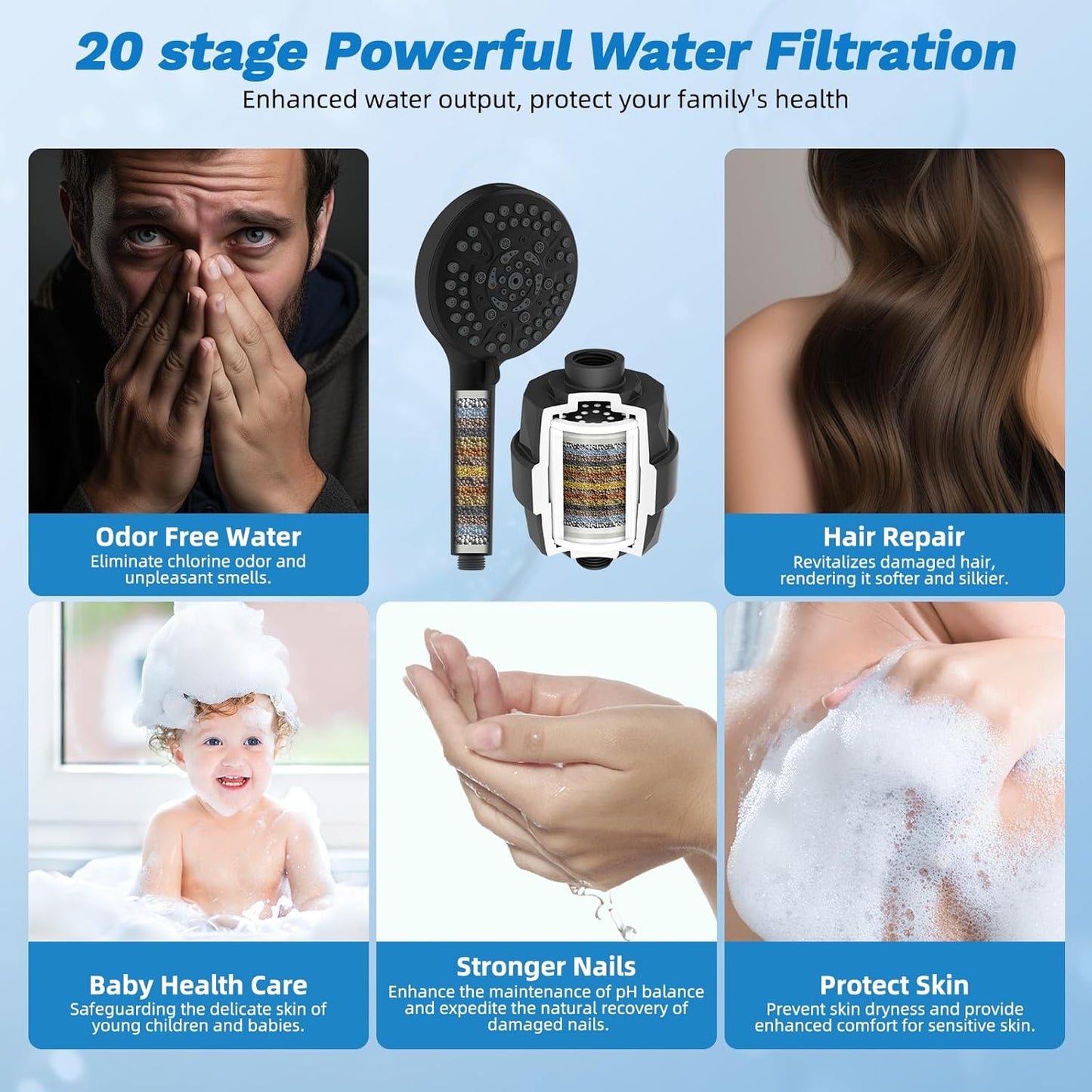 Hibbent Upgraded All Metal 10"Rainfall Showerhead Combo, High Pressure Shower Head with 10-Spray Mode Handheld, Innovative 4-way Diverter with Pause Mode, 71'' Shower Hose and Handheld Holder, Chrome