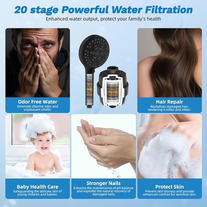Hibbent Upgraded All Metal 10"Rainfall Showerhead Combo, High Pressure Shower Head with 10-Spray Mode Handheld, Innovative 4-way Diverter with Pause Mode, 71'' Shower Hose and Handheld Holder, Chrome