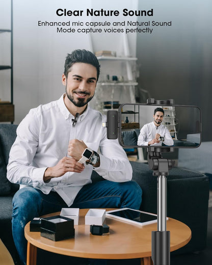 CKOKC Wireless Microphone for iPhone - Android Phone and Laptop PC, USB Microphones for Podcasting, Lavalier Microphone for Interview Video Vlog YouTube