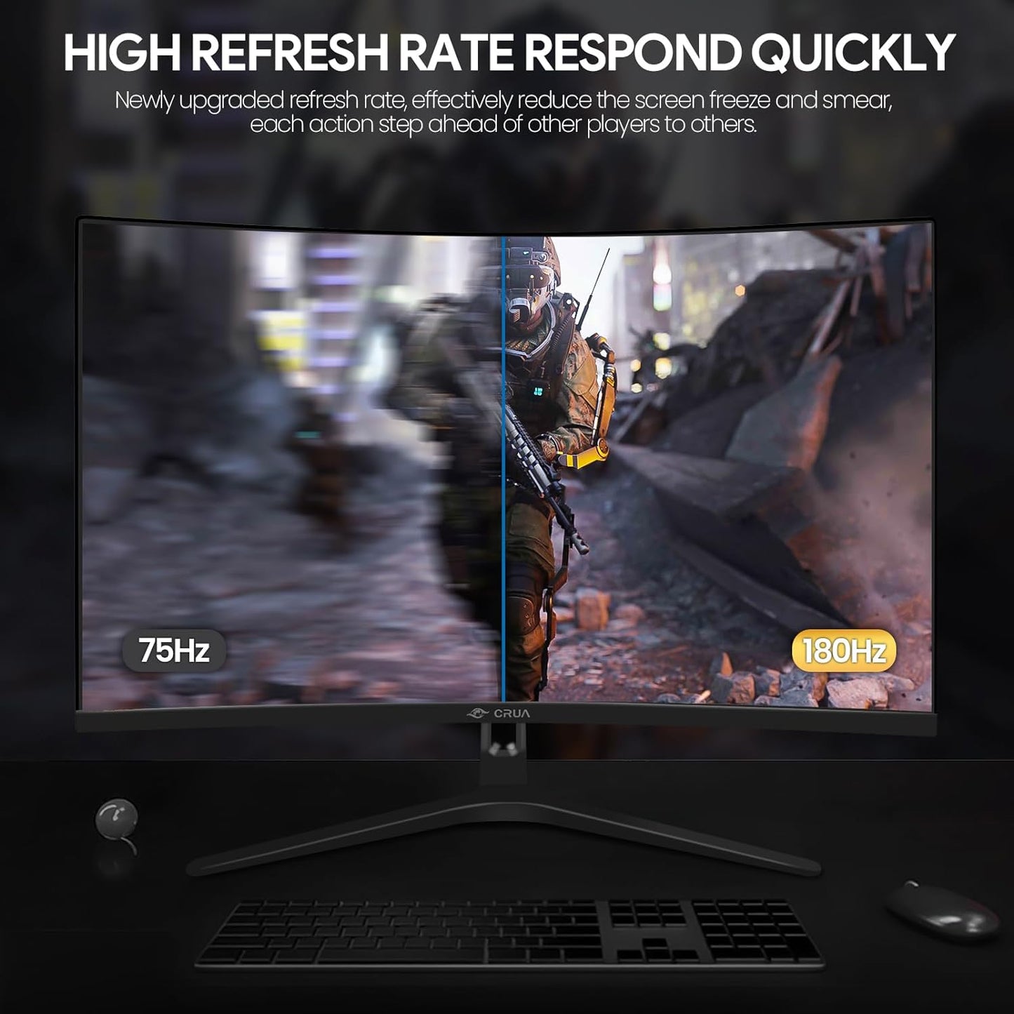 CRUA 34 Inch Curved Gaming Monitor 144HZ, White 21:9 Ultra Wide PC Monitor 1500R WQHD 3440X1440P 120% sRGB Computer Display/VA Panel/PIP& PBP/HDMI2.0 & DP1.4/Tilt Adjustment/Wall Mountable