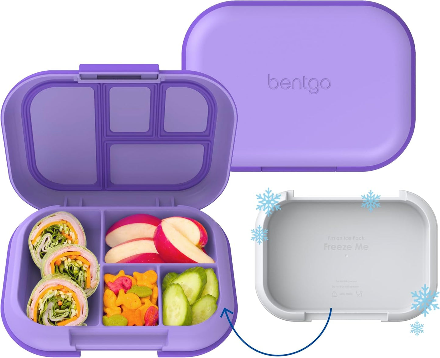 Bentgo Chill Kids Leak-Proof Lunch Box - 4-Compartment Bento Box with Built-In Ice Pack, 3.3 Cup Capacity, PFAS & BPA-Free, Microwave & Dishwasher Safe, Ideal Size for Ages 3 to 7 (Aqua)