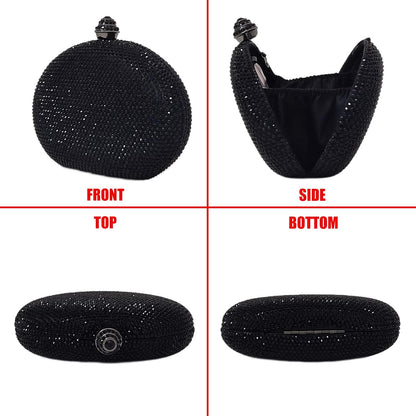 HUANG ZHUANG Egg Shape Crystal Clutch Purse Rhinestone Evening Bag for Women Party Wedding Cute Handbag