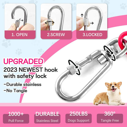 Tie Out Cable for Dogs, 10FT Dog Leads for Yard Chew Proof, Heavy Duty Dog Tie Out Cable for Large Dogs Up to 126lbs, Durable Dog Runner for Yard or Camping