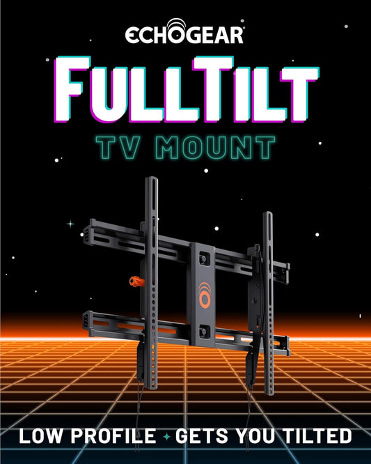 ECHOGEAR Wall Mount TV Bracket for TVs Up to 90" - Low Profile Design Tilts to Eliminate Glare - Includes Drilling Template & Can Be Leveled After Install - UL Listed for Safety - PuriLite