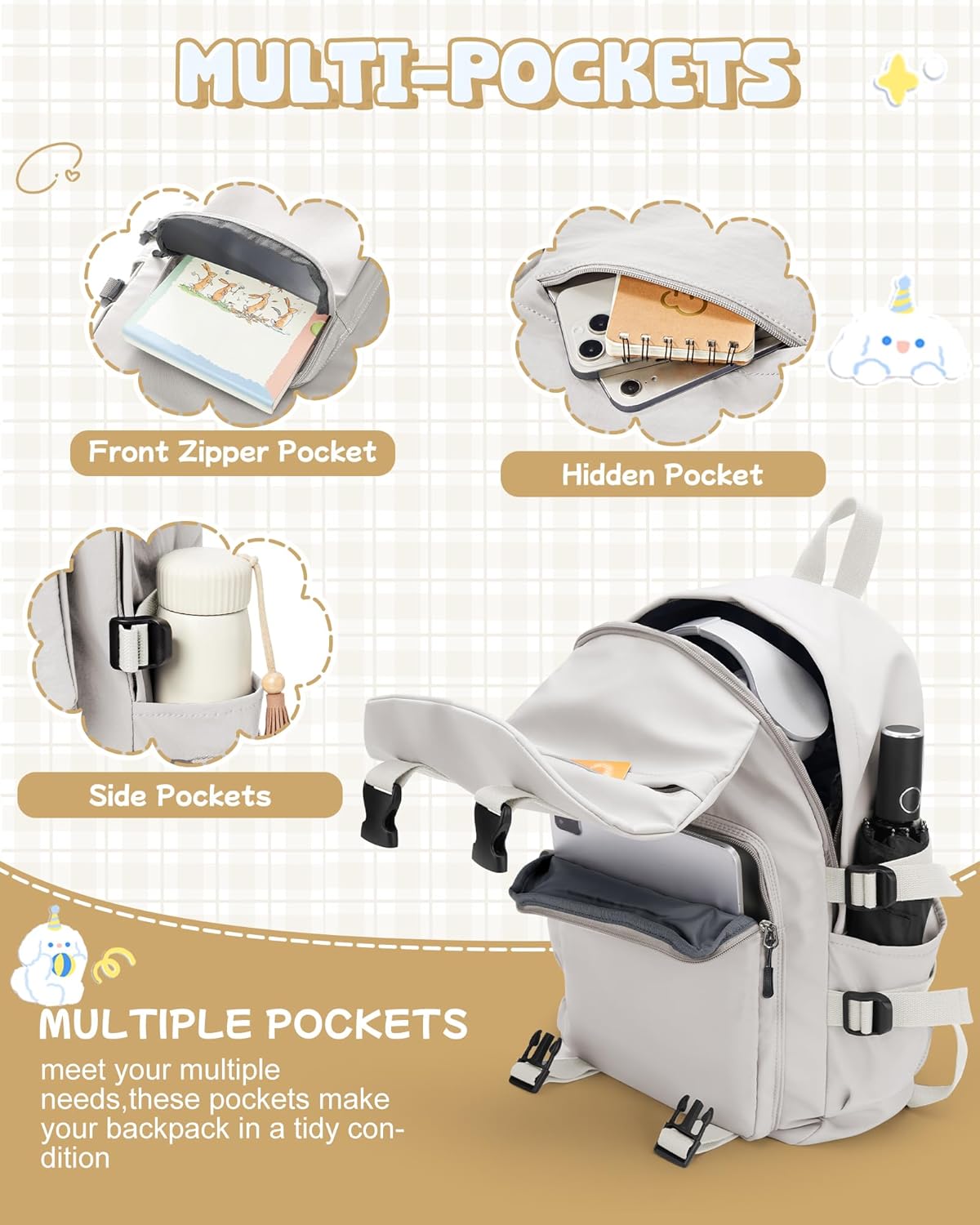 School Backpack for Women Men College High School Bags for Boys Girls Casual Daypack Laptop Backpack Waterproof Black Bookbag Travel Rucksack