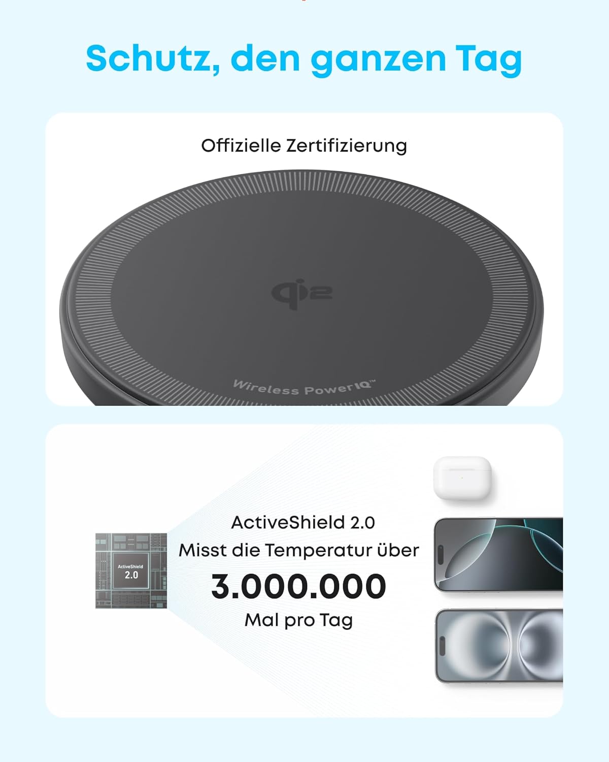 Anker Zolo Magnetic Wireless Charger, Qi2 Certified 15W MagSafe-Compatible Wireless Charging Pad with 5 ft Built-In USB-C cable, For iPhone 16/15/14/13 Series, AirPods, and More (Adapter Not Included)