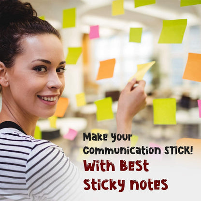 Sticky Notes 3x3, 24 Pads/2400 Sheets, Strong Self-Adhesive Note Pads | 3x3 Sticky Notes Pad, 6 Bright Colors, Repositionable, Removes Cleanly, Smooth Thick Paper, Ideal for Home, Office & School