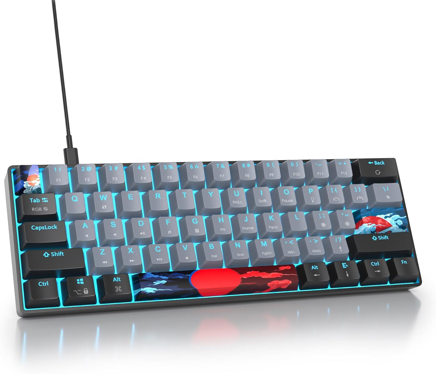 Owpkeenthy Full Size Green Mechanical Gaming Keyboard with Number Pad, Wired 100% Office NKRO Keyboard RGB Backlit 104 Keys with Red Switch for PC Gamer (104 Matcha)