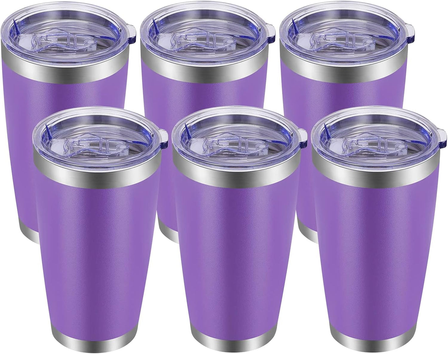 VEGOND 20oz Tumbler with Lid and Straw Stainless Steel Tumbler Cup Bulk Vacuum Insulated Double Wall Travel Coffee Mug Powder Coated Coffee Cup (Bluish Violet 6 Pack)