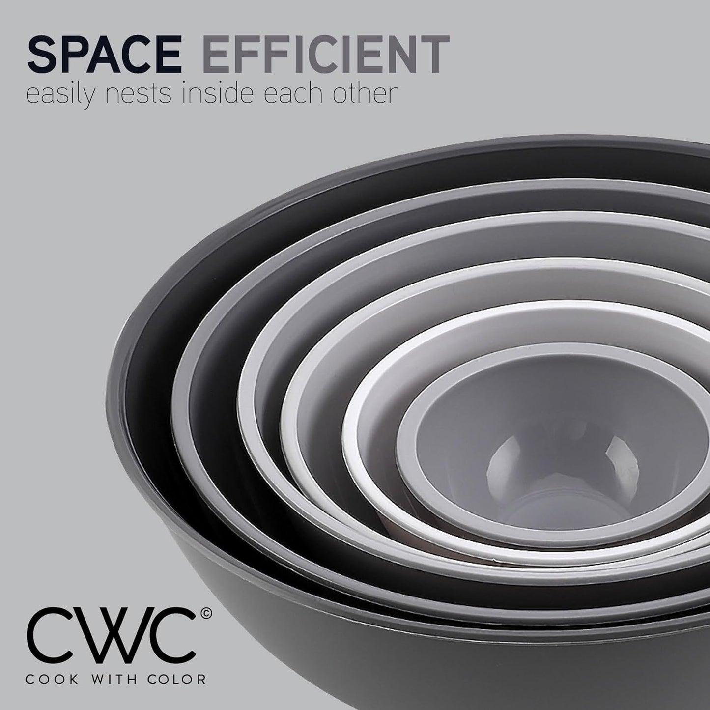 COOK WITH COLOR Mixing Bowls with TPR Lids - 12 Piece Plastic Nesting Bowls Set Includes 6 Prep Bowls and 6 Lids, Microwave Safe Mixing Bowl Set (Green)