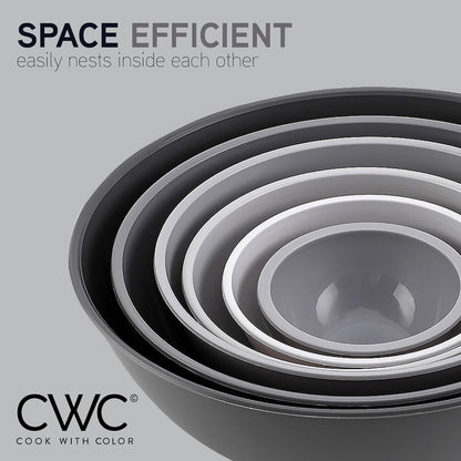 COOK WITH COLOR Mixing Bowls with TPR Lids - 12 Piece Plastic Nesting Bowls Set Includes 6 Prep Bowls and 6 Lids, Microwave Safe Mixing Bowl Set (Mint)