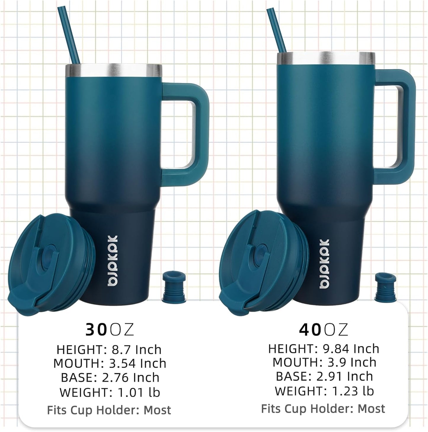 BJPKPK Tumbler with Handle and Straw 30oz Insulated Tumbler Cups with Lid Stainless Steel Travel Coffee Mug,Indigo Black