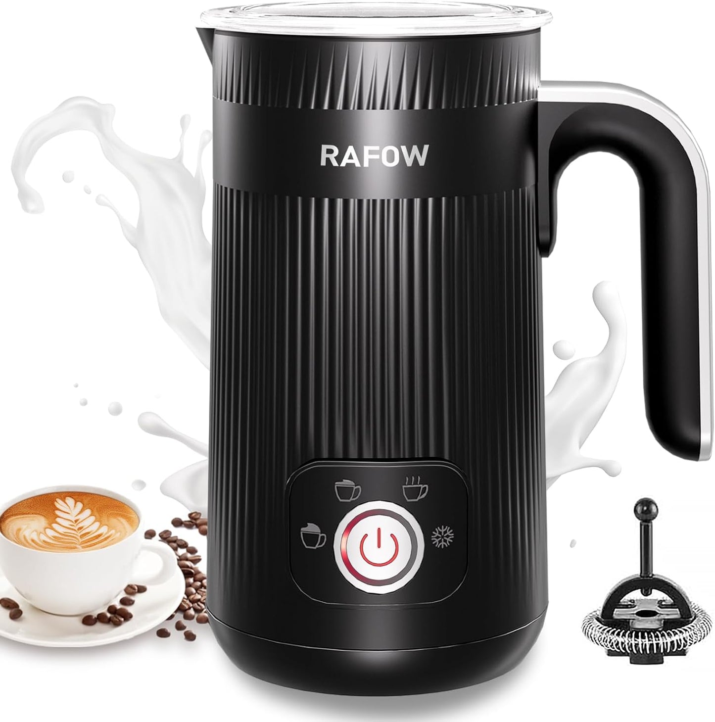 4 in 1 Electric Milk Frother: 10oz/350 mL Large Capacity Electric Milk Steamer for Hot and Cold Milk Froth - Automatic Milk Frother & Warmer for Latte, Cappuccinos, Macchiato, Hot Chocolate