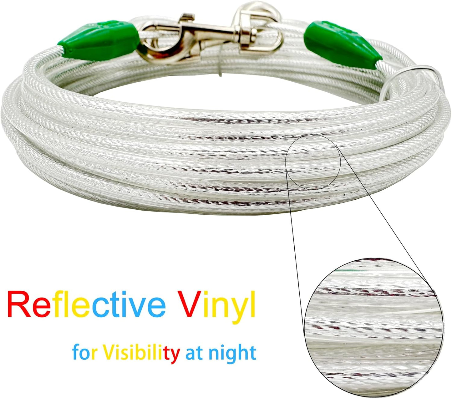 Petest 25ft Reflective Tie-Out Cable for Small Dogs Up to 35 Pounds