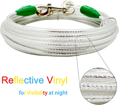 Petest 25ft Reflective Tie-Out Cable for Small Dogs Up to 35 Pounds