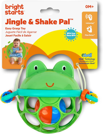 Bright Starts Oball Easy-Grasp Rattle BPA-Free Infant Toy in Teal, Age Newborn and up, 4 Inches