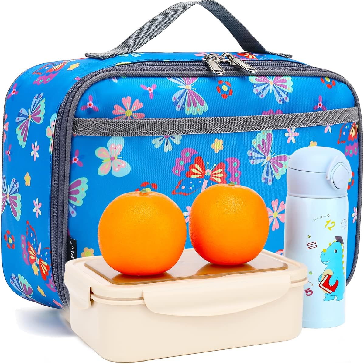 FlowFly Kids Lunch Box Insulated Soft Bag Mini Cooler Back to School Thermal Meal Tote Kit for Girls, Boys, Black
