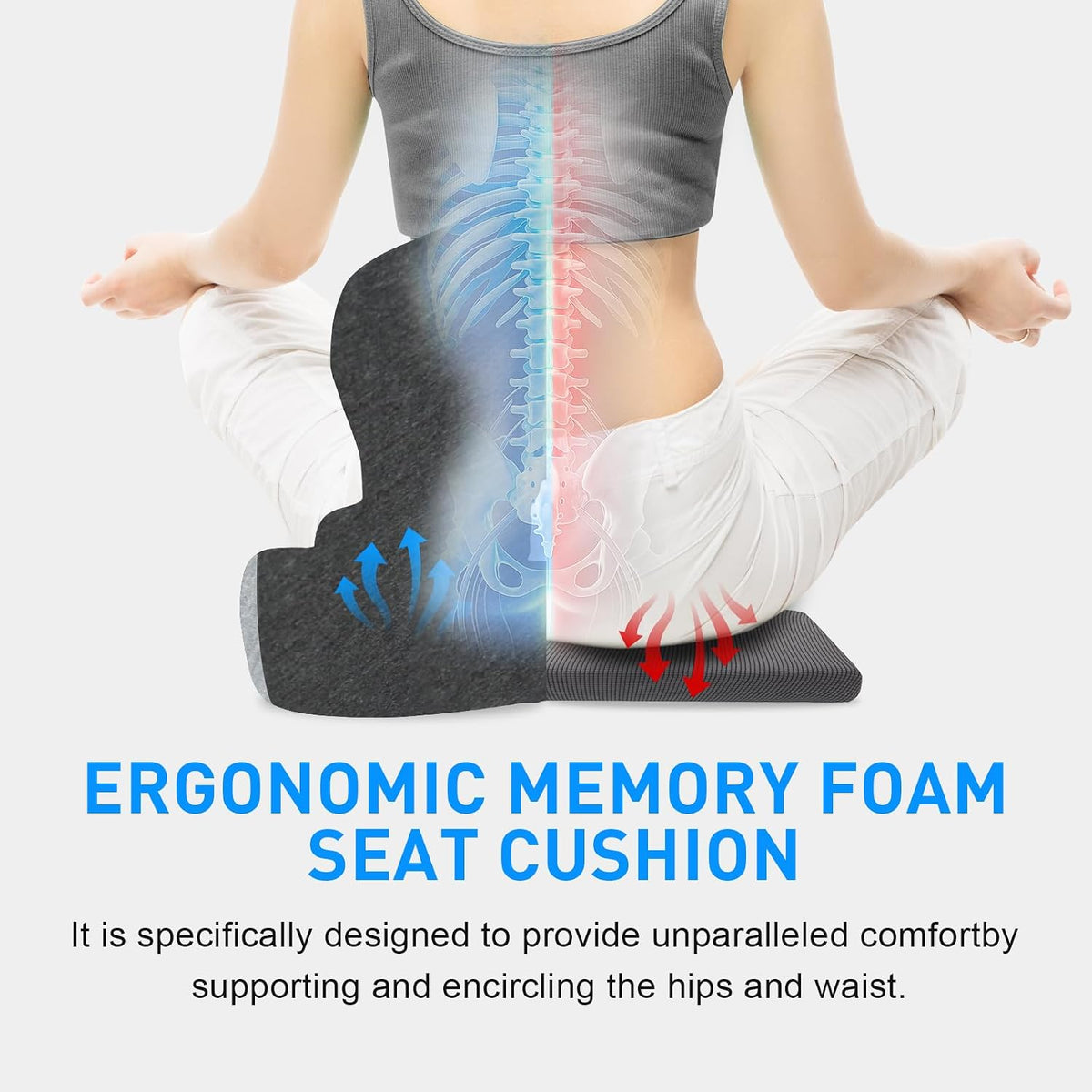 Denchy Car Seat Cushion with Back Support, Memory Foam Truck Driver Cushion