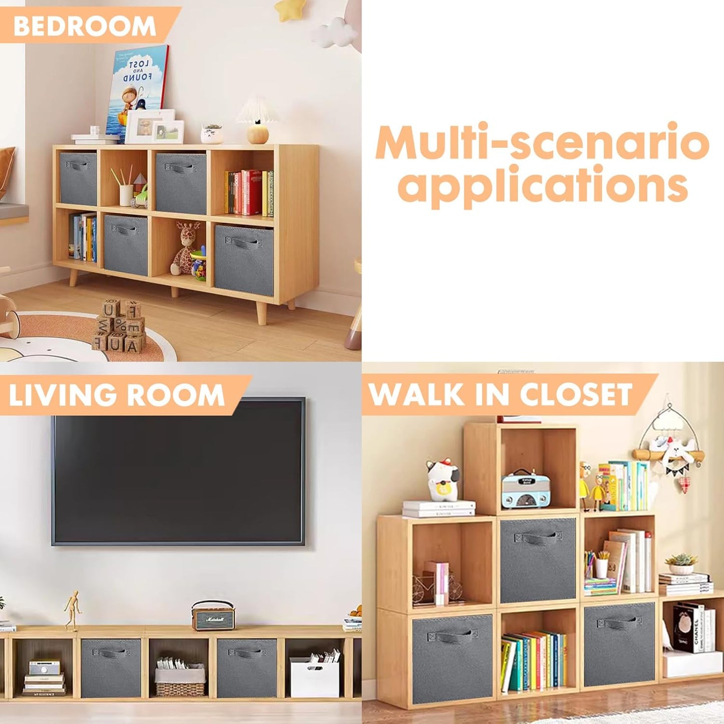 ShellKingdom Storage Bins, Foldable Fabric Storage Cubes And Cloth Organizer Drawer For Closet And Toys, 6 Pack (Lavender+Light Blue+Pink)