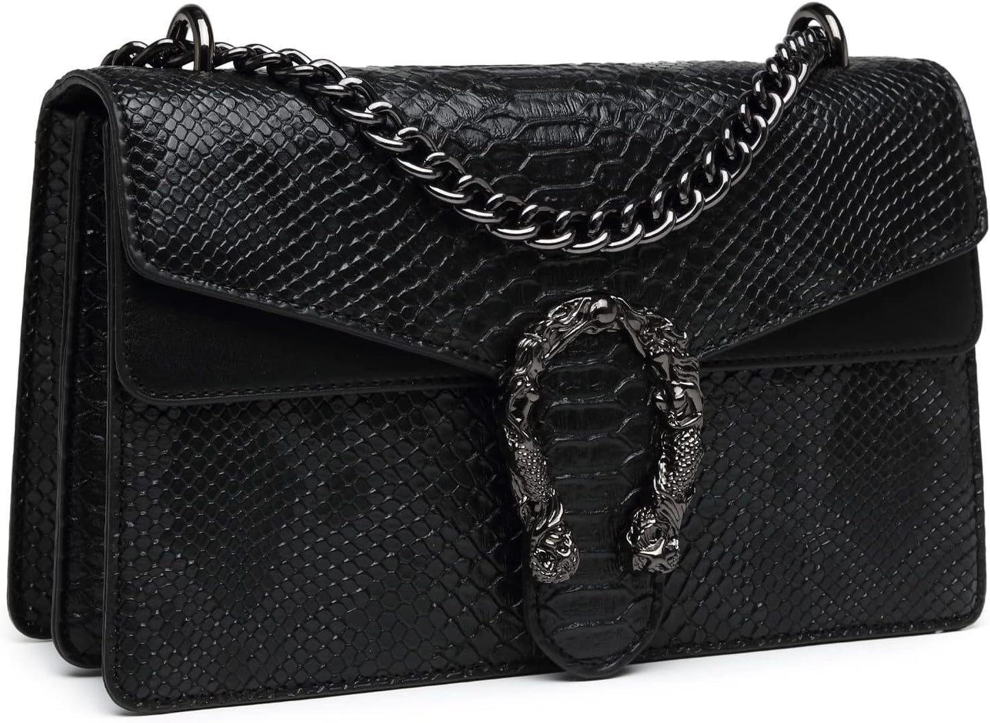 MYHOZEE Crossbody Bags for Women - Snake Printed Clutch Purses Leather Chain Shoulder Bags Evening Handbags