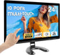 24 Inch PC Touchscreen Monitor, Built-in Speakers, 75Hz, IPS FHD 1080P Desktop Touch Screen Monitor, HDMI, VGA, USB, VESA, Computer Touch Display, Black