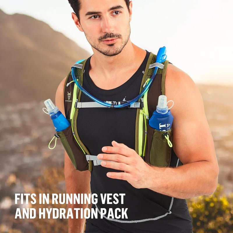 UTOBEST Soft Flask Running Water Bottle Collapsible Water Bottle for Trail Running Hydration Pack Hiking Cycling Climbing 150ML/250ML/350ML/450ML/500ML/550ML