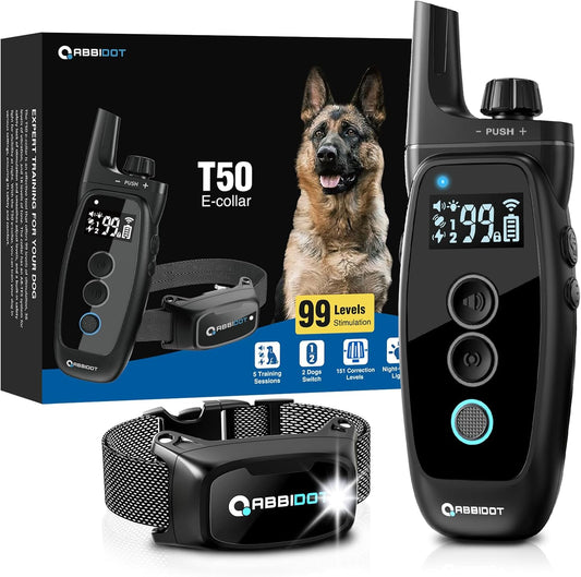 ABBIDOT Shock Collar, 3300Ft Dog Training Collar, 5 Training Modes Dog Shock Collar with Remote, Waterproof Rechargeble Security Lock E Collar for Small Medium Large Dogs