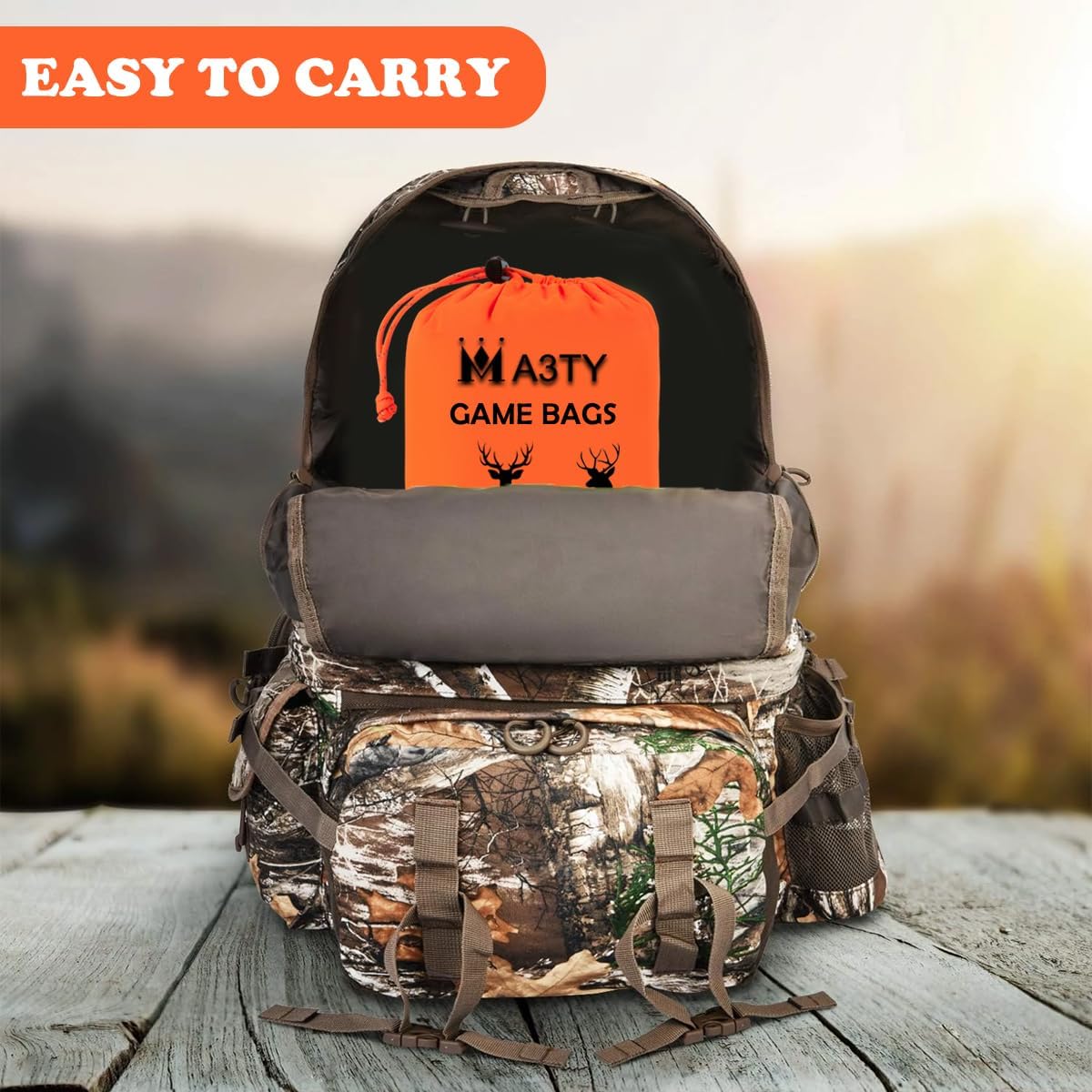 Game Bags Deer & Elk, 4 Pack Big Hunting Meat Bag, Reusable Rolled Breathable Quarter Bags for Caribou, Moose, Heavy Duty Hunting Accessories (48-Inch x2, 60-Inch x2)