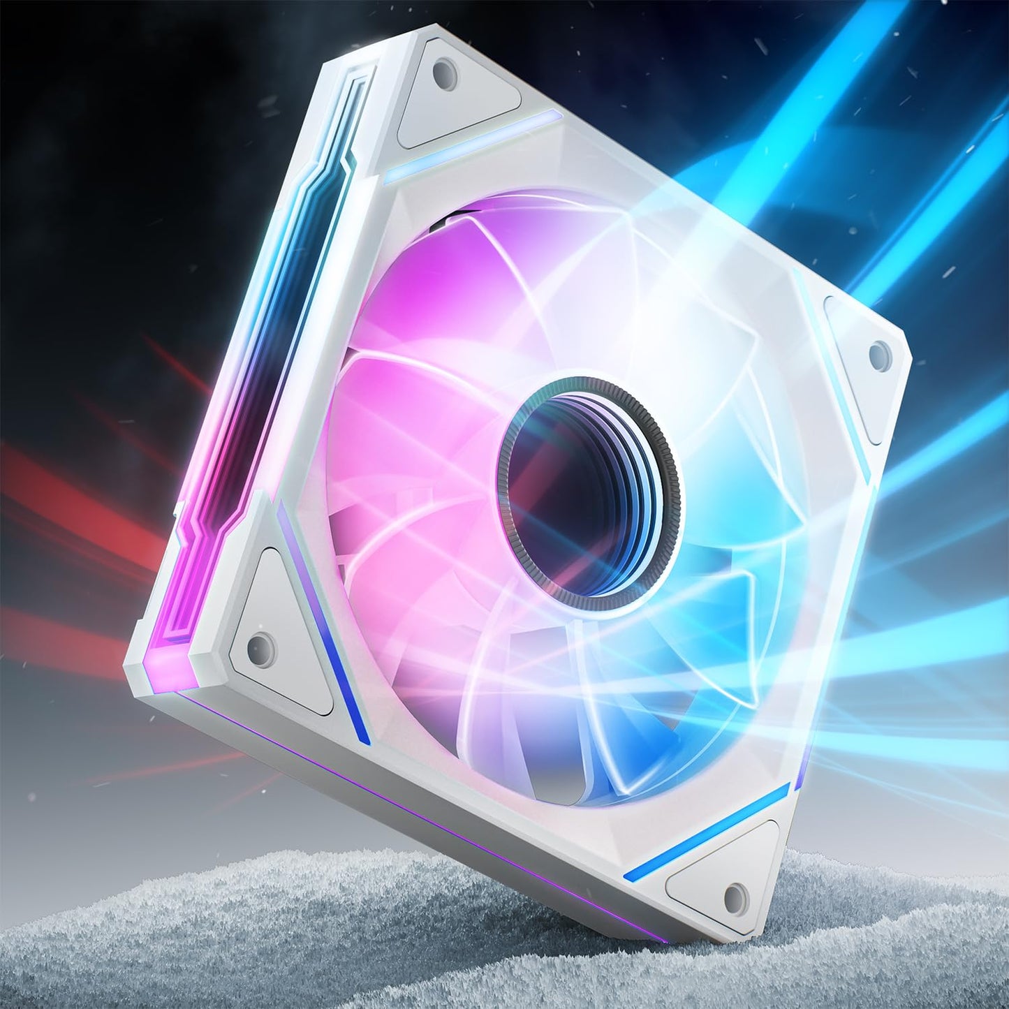 AsiaHorse AMICI-5GT RGB PC Fans, Infinity Mirror ARGB Fans HDB Bearing Fan Speeds Up to 1800 RPM with 24 LED Lights, Forward Blade Fan Compatible Motherboard Aura SYNC (Reverse Blade, 3_Pack_Black)