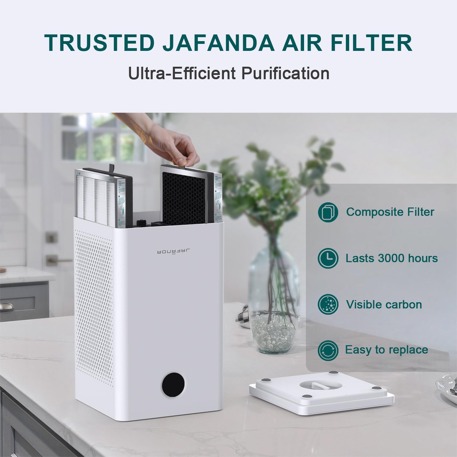 Jafända Air Purifiers for Home Large Room, 3-Stage Filtration System, Jafanda Filter Replacement, True HEPA 300g Activated Carbon, Made for JF260 Air Purifiers Replace Filter - PuriLite