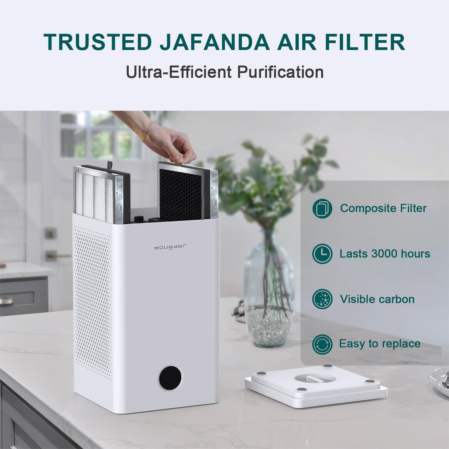 Jafända Air Purifiers for Home Large Room,Smart WiFi and Alexa Control, H13 True HEPA Filter Air Cleaner with Activated Carbon,22db, 1190 sq.ft, Remove Dust Pollen Smoke Odors