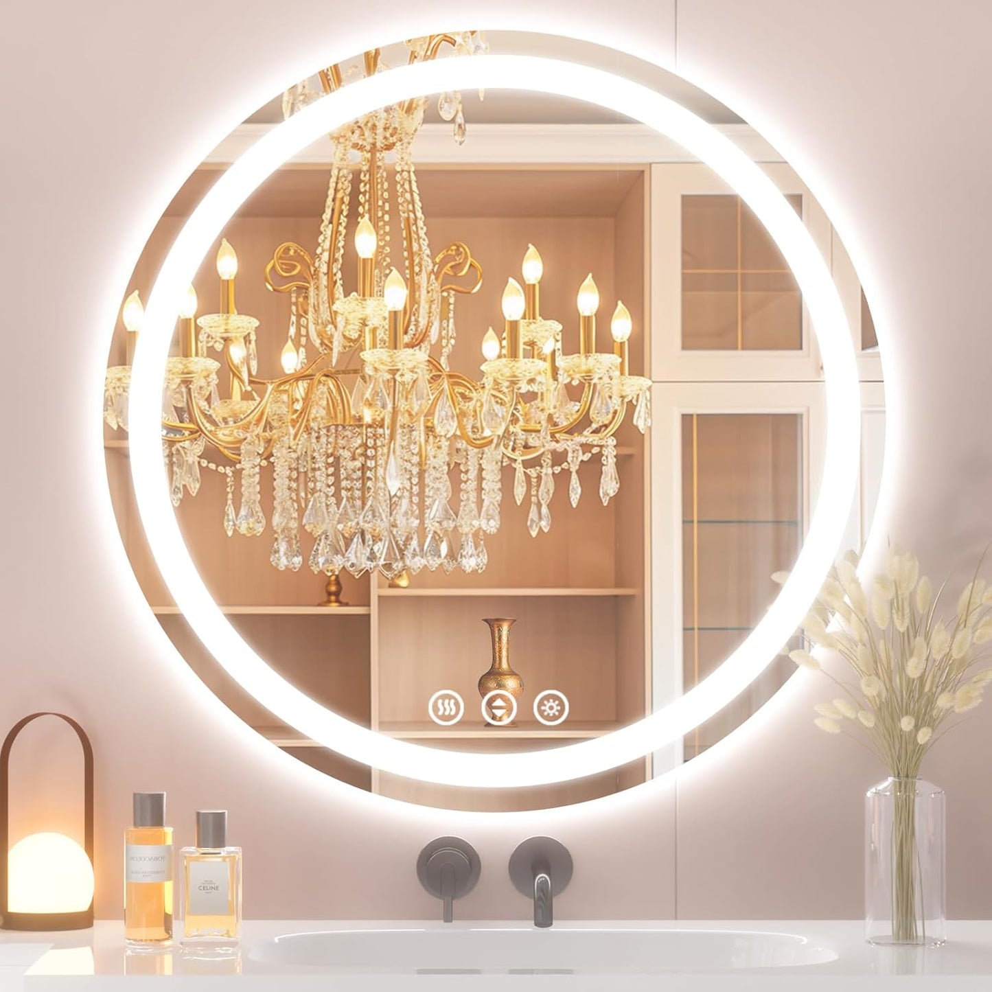 Lmsedf 24" x 32"Rectangle LED Bathroom Mirror with Lights, Backlit & Front Lighted, Wall-Mounted Vanity Mirror 3000K/4000K/6000K, Memory Functions, Anti-Fog, Dimmable Smart Mirror